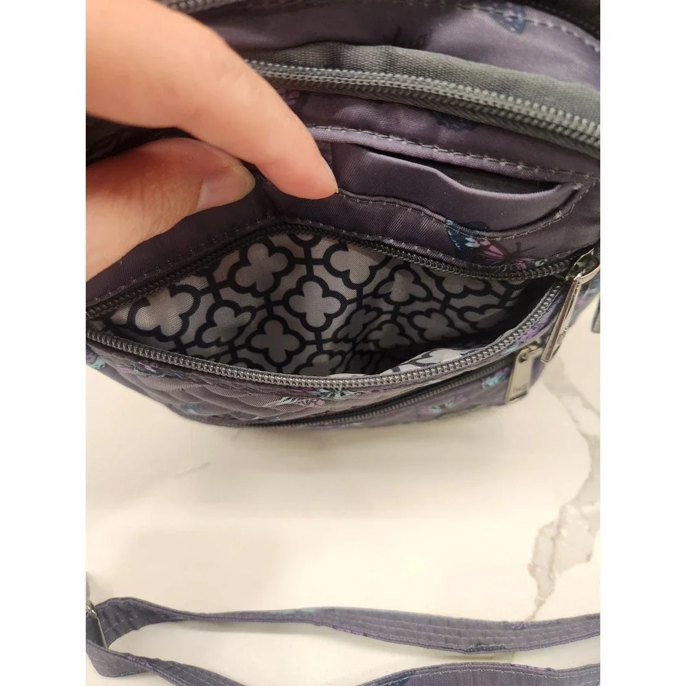 Lug Can Can XL Convertible Crossbody Bag, Purple Butterfly Polyester Lightweight